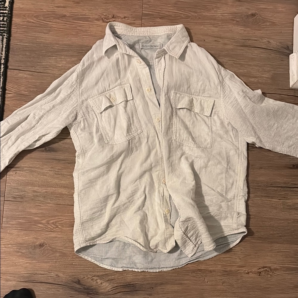 White Casual Button Down Shirt with Long Sleeves